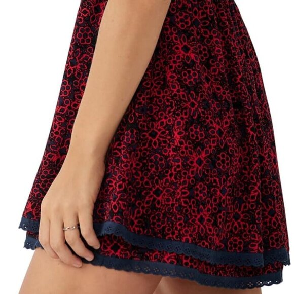 Free People Tabitha Mini Dress Women Size L Blue Red - Picture 15 of 15